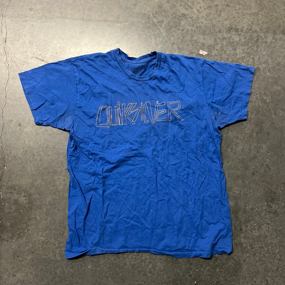 Quiksilver Mens Blue Graphic Logo Short Sleeve Surf T-Shirt Large